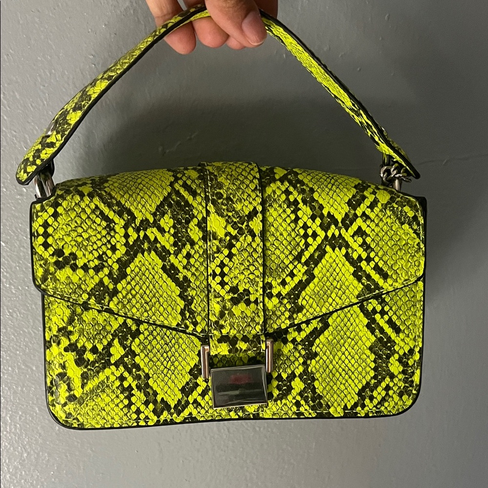 Snakeskin Patterned Yellow Handbag